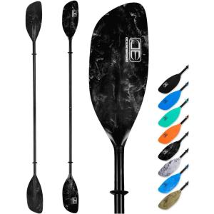 OCEANBROAD Kayak Paddle 86in/218cm, 90.5in/230cm Alloy Shaft 2-Piece Floatable Kayak Oar for Kayaking Canoeing Boating(Black Mist)