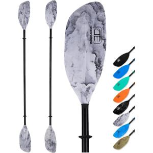 OCEANBROAD Kayak Paddle 86in/218cm, 90.5in/230cm Alloy Shaft 2-Piece Floatable Kayak Oar for Kayaking Canoeing Boating(Ink Diffusion)