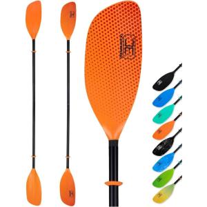 OCEANBROAD Kayak Paddle 86in/218cm, 90.5in/230cm Alloy Shaft 2-Piece Floatable Kayak Oar for Kayaking Canoeing Boating(Orange Bubbles)