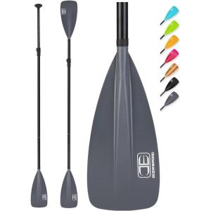 OCEANBROAD SUP Paddle – Adjustable Stand-Up Paddle for Paddleboard Kayak, Adjustable Aluminum Alloy Shaft with Reinforced Nylon Blades(4 pcs-Gray)