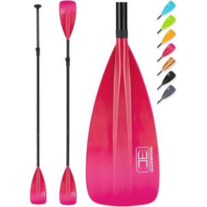 OCEANBROAD SUP Paddle – Adjustable Stand-Up Paddle for Paddleboard Kayak, Adjustable Aluminum Alloy Shaft with Reinforced Nylon Blades(4 pcs-Pink Aurora)