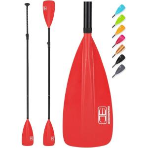 OCEANBROAD SUP Paddle – Adjustable Stand-Up Paddle for Paddleboard Kayak, Adjustable Aluminum Alloy Shaft with Reinforced Nylon Blades(4 pcs-Red)