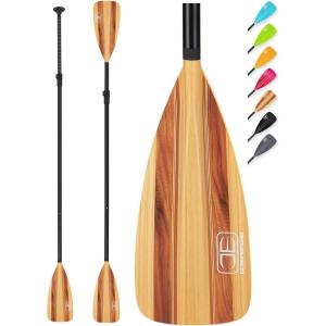 OCEANBROAD SUP Paddle – Adjustable Stand-Up Paddle for Paddleboard Kayak, Adjustable Aluminum Alloy Shaft with Reinforced Nylon Blades(4 pcs-Wood Print)
