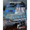 OCEANBROAD 1200D Pontoon Boat Cover Heavy-Duty Waterproof Anti-UV Windproof Marine Grade Oxford with Storage Bag, 19-21ft, Beam Width Up to 8ft, Gray(for 22′-24′ Length  Beam Width up to 8.5FT)