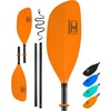 OCEANBROAD 4 Pieces Carbon Fiber Kayak Paddle 90.5in/230cm Floatable Kayak Oar for Kayaking Canoeing Boating(Orange)