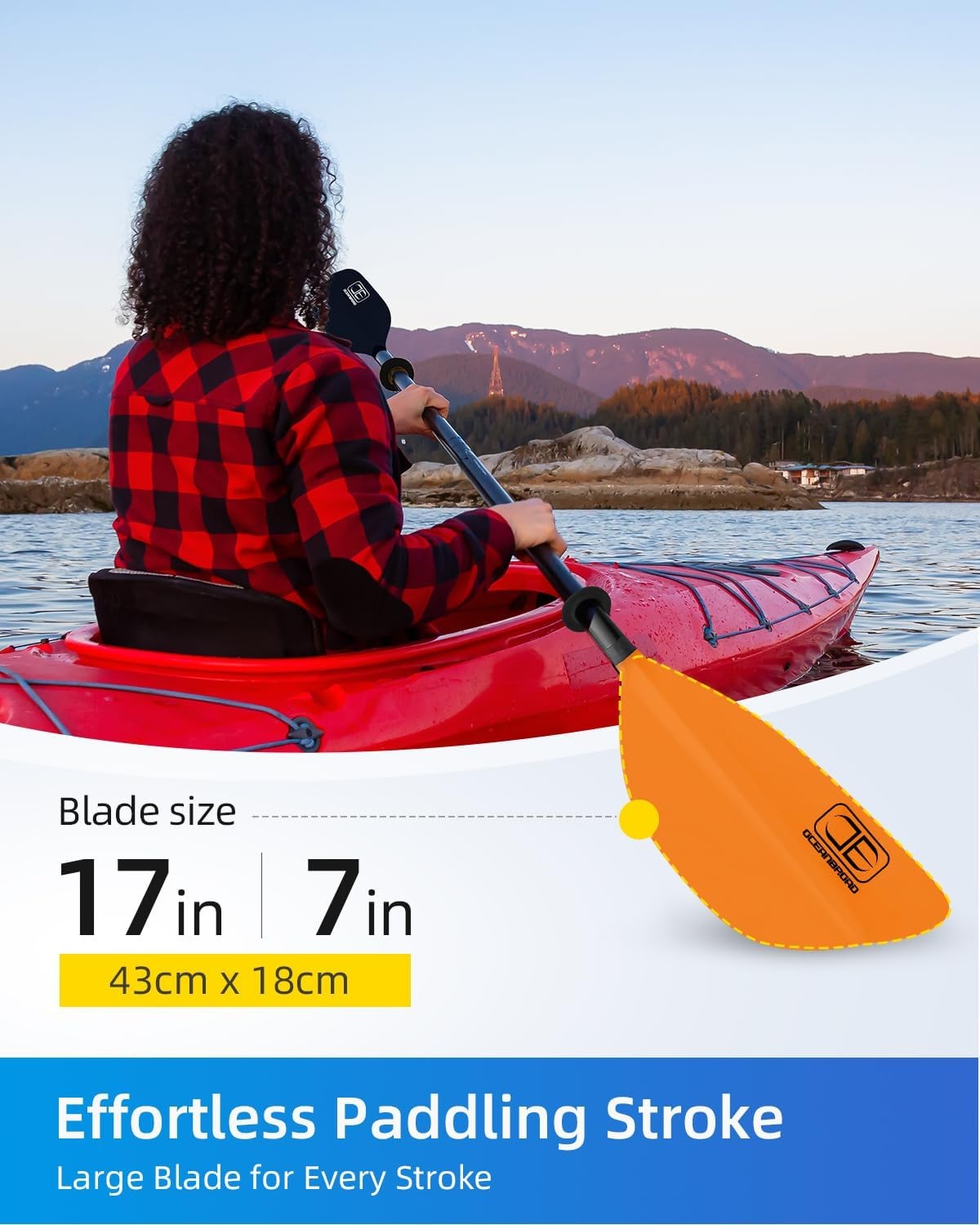 image:imageOCEANBROAD 4 Pieces Kayak Paddle 905in230cm Alloy Shaft Floatable Kayak Oar for Kayaking Canoeing BoatingOrange