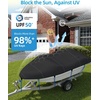 OCEANBROAD 1200D Boat Cover with Reflective Strips (Front & Rear Only) for Bass, V-Hull, Tri-Hull, Fish, Runabout & Bowrider Boats, Waterproof Anti-UV Cover, for 16-18.5ft x 94in, Black(Black)