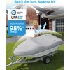 OCEANBROAD 1200D Boat Cover with Reflective Strips (Front & Rear Only) for Bass, V-Hull, Tri-Hull, Fish, Runabout & Bowrider Boats, Waterproof Anti-UV Cover, for 16-18.5ft x 94in, Black(Gray)