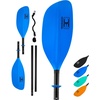 OCEANBROAD 4 Pieces Kayak Paddle 90.5in/230cm Alloy Shaft Floatable Kayak Oar for Kayaking Canoeing Boating(Blue)
