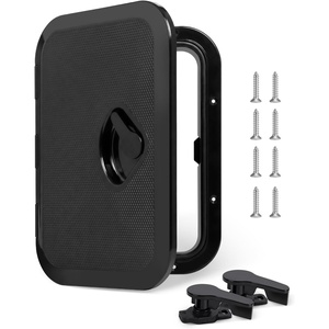 OCEANBROAD Marine Boat Hatch, 180° Deck Access Hatch & Lid, Marine Hatch with Non Slip Surface, Durable Construction Boat Access Hatch & Lid, Weatherproof and Easy to Install(Black)