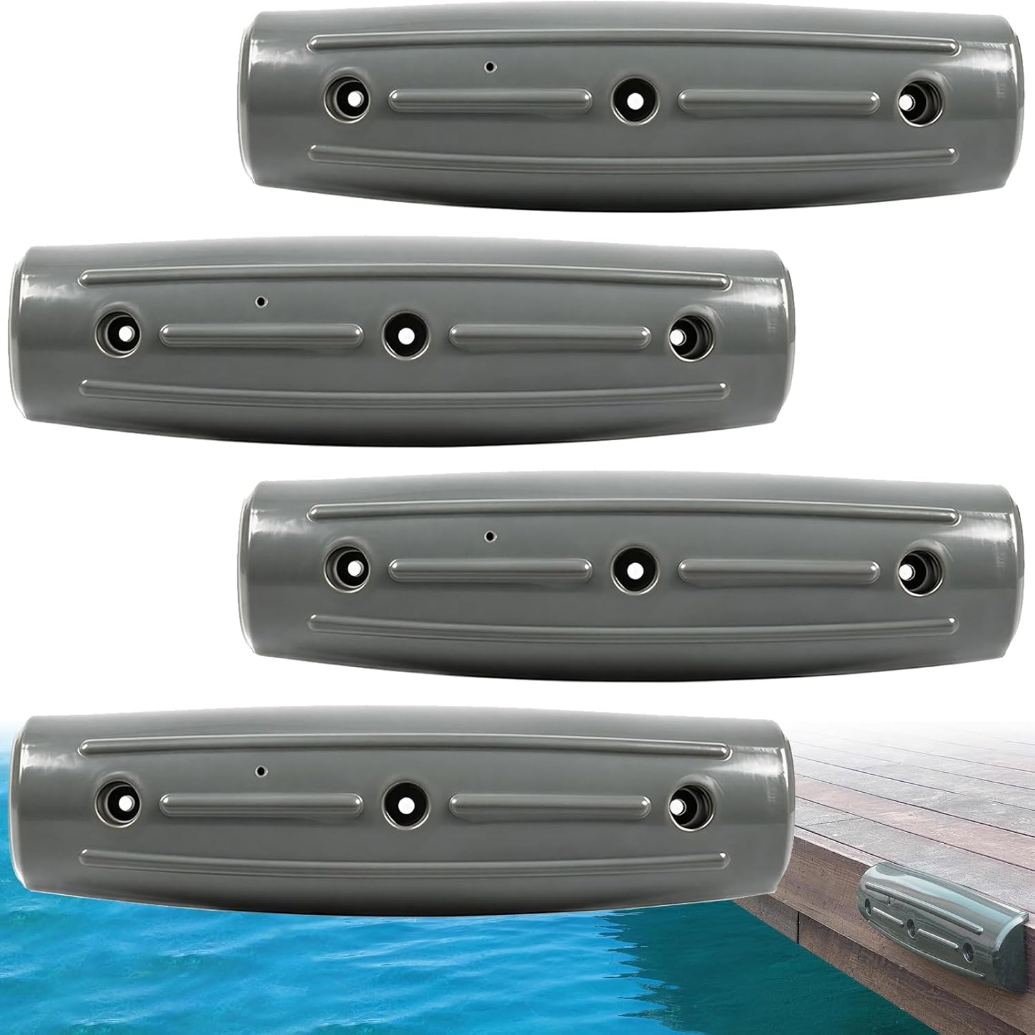image:imageDock Fender Bumpers 17 Horztial Dock Bumpers for Edge Side UVResistant Inflatable PVC Side Guard with Mounting Hardware Durable for Boat and Dock Protection Easy InstallationGray