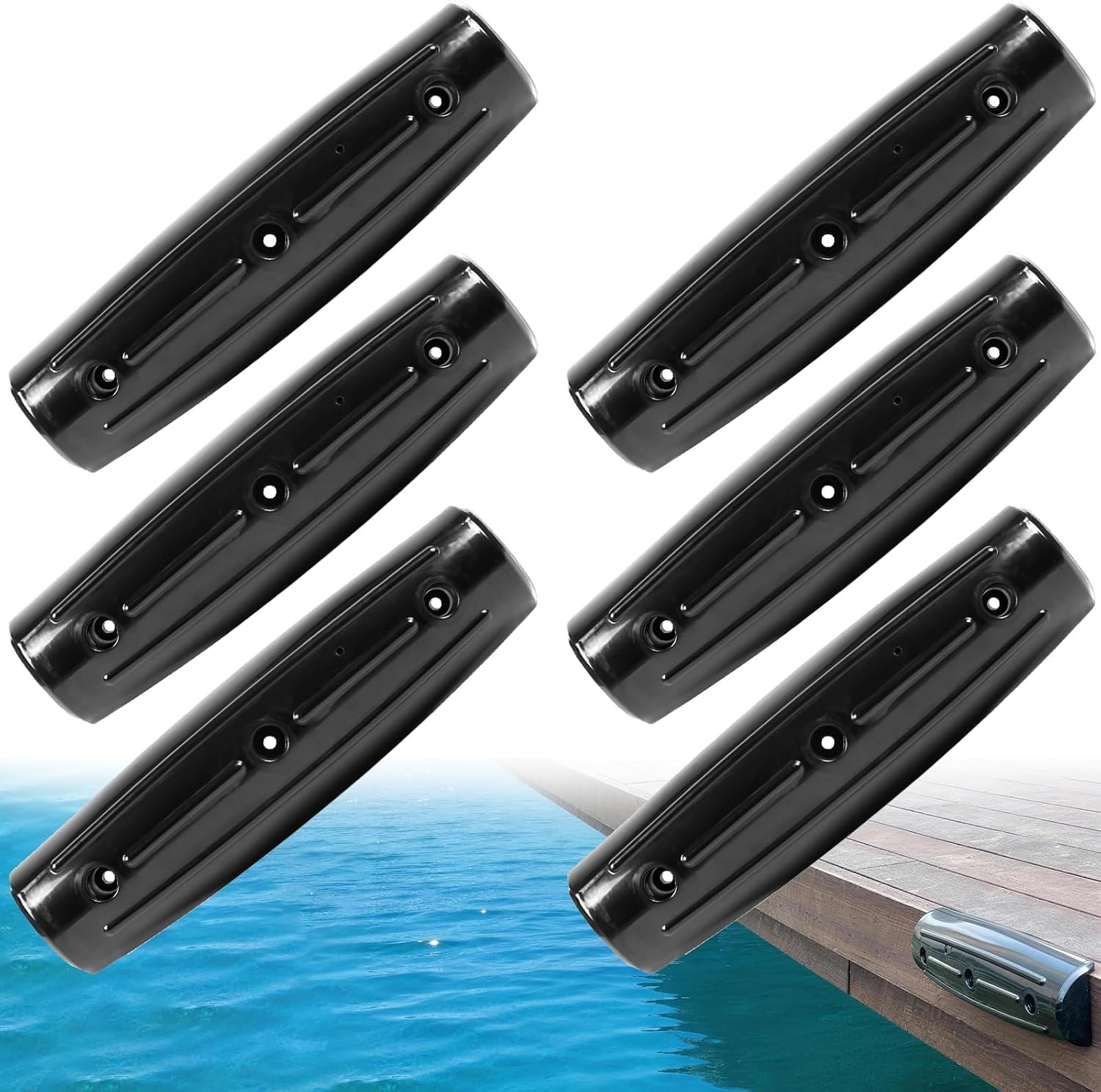 image:imageDock Fender Bumpers 17 Horztial Dock Bumpers for Edge Side UVResistant Inflatable PVC Side Guard with Mounting Hardware Durable for Boat and Dock Protection Easy InstallationBlack