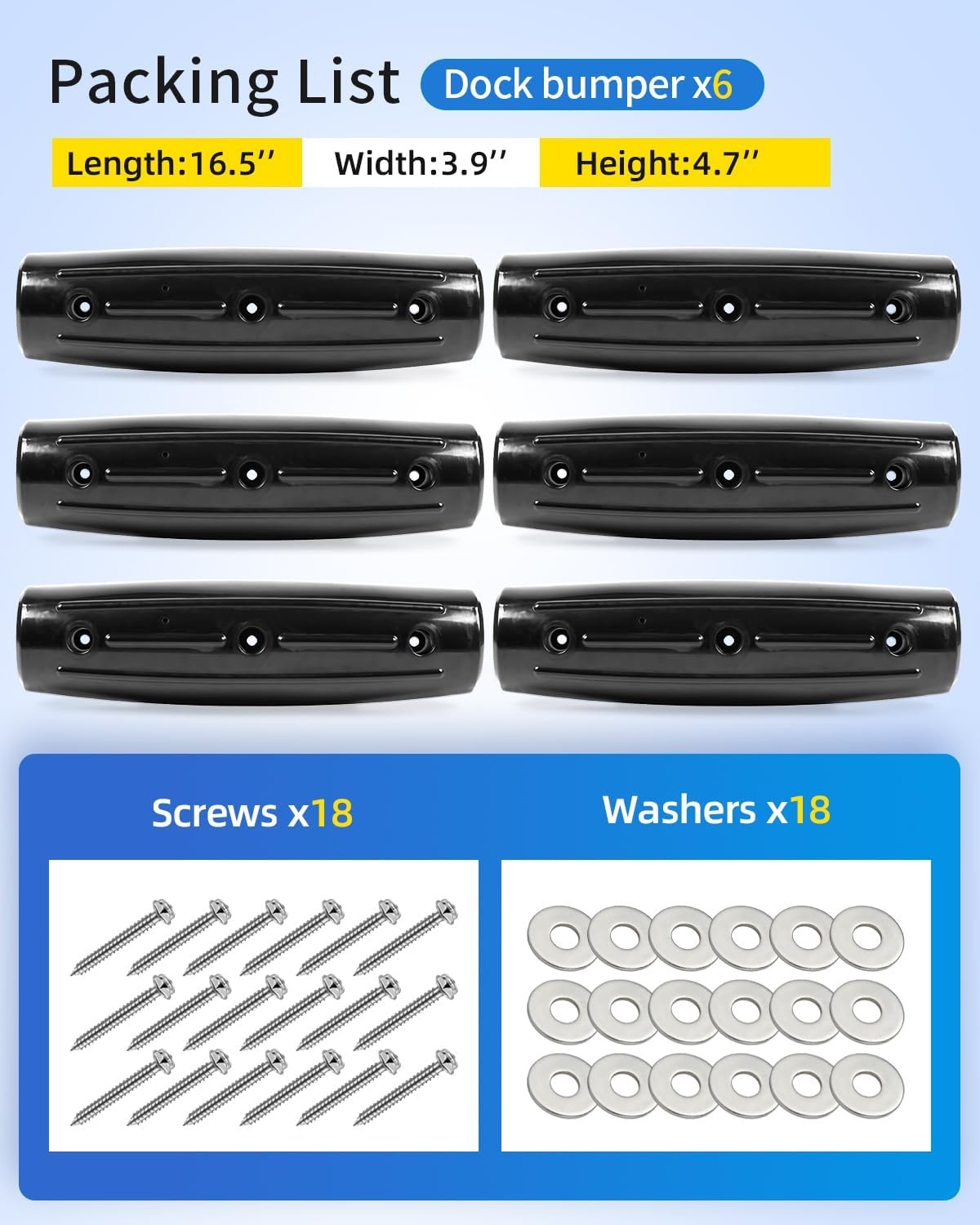 image:imageDock Fender Bumpers 17 Horztial Dock Bumpers for Edge Side UVResistant Inflatable PVC Side Guard with Mounting Hardware Durable for Boat and Dock Protection Easy InstallationBlack