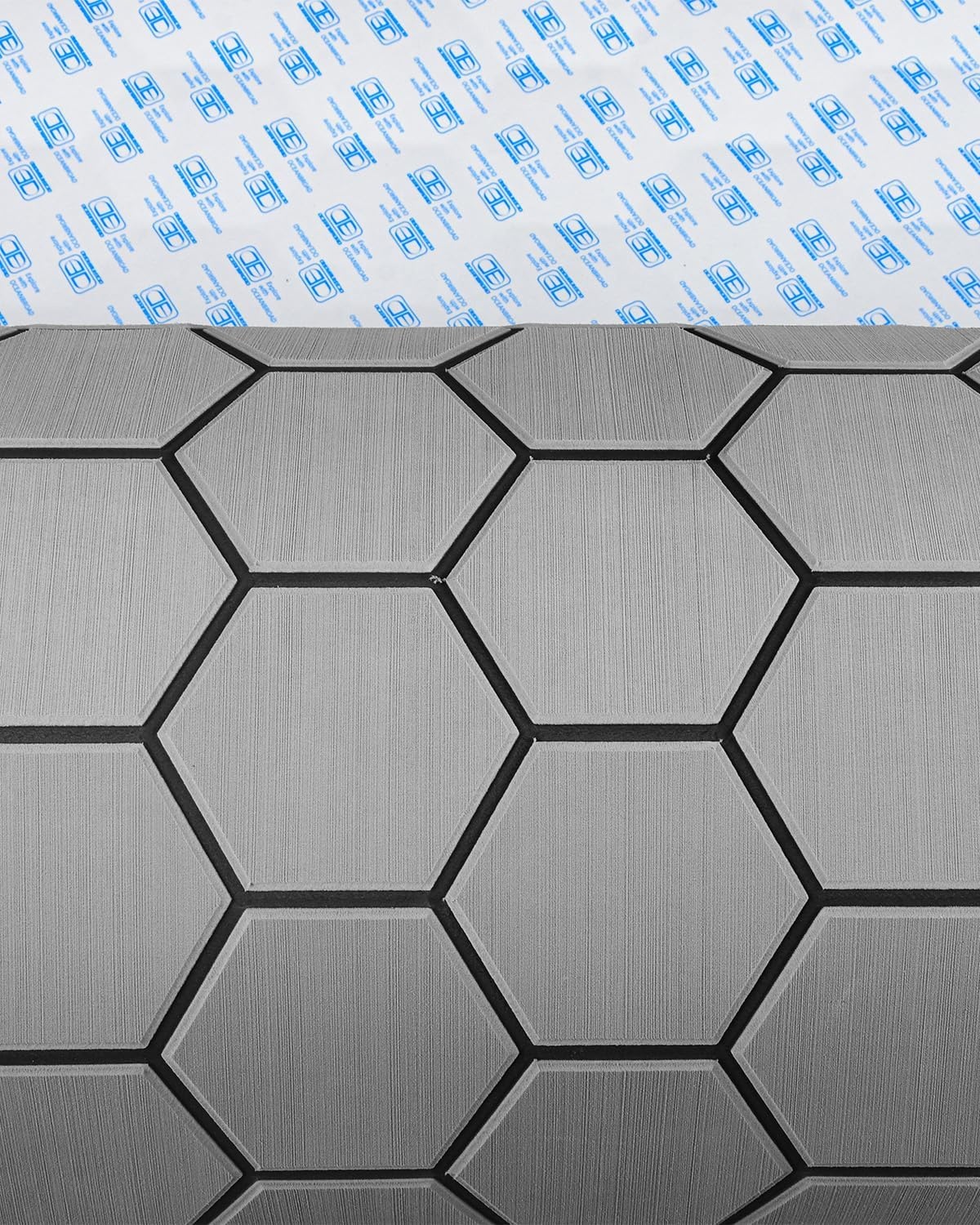 image:imageOCEANBROAD CNC Cut Hexagon Boat Flooring 96x1545 SelfAdhesive EVA Foam Sheet NonSlip Traction Pad Marine Grip Mat for Boats Surfboard SUP PaddleBoard YachtGray with Black Lines