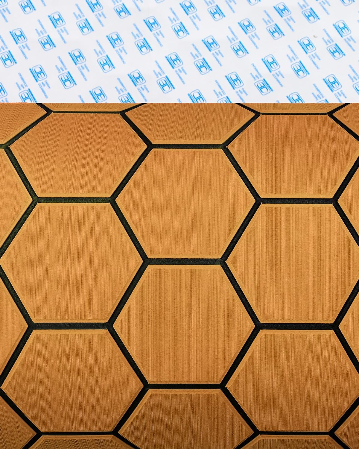image:imageOCEANBROAD CNC Cut Hexagon Boat Flooring 96x1545 SelfAdhesive EVA Foam Sheet NonSlip Traction Pad Marine Grip Mat for Boats Surfboard SUP PaddleBoard YachtBrown with Black Lines