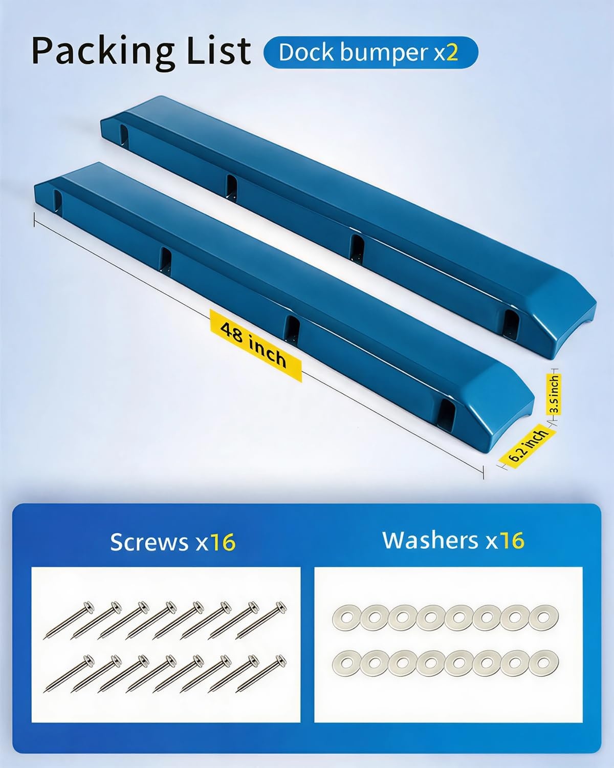 image:imageOCEANBROAD Dock Piling Bumpers 48 Inch MarineGrade Vertical Protection Dock Bumper Guards for Deck MarineGrade PVC Guards for Posts amp Pilings with Stainless Steel Hardware Easy InstallationOcean Blue
