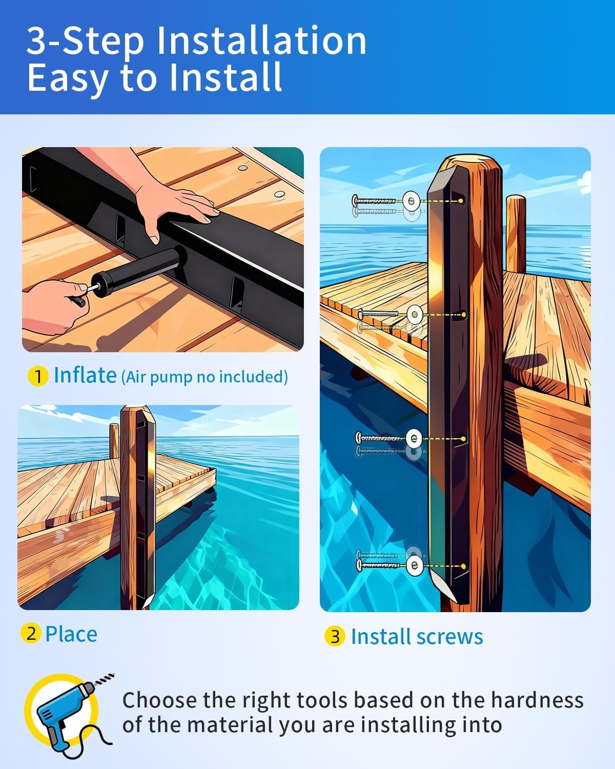 image:imageOCEANBROAD Dock Piling Bumpers 48 Inch MarineGrade Vertical Protection Dock Bumper Guards for Deck MarineGrade PVC Guards for Posts amp Pilings with Stainless Steel Hardware Easy InstallationBlack