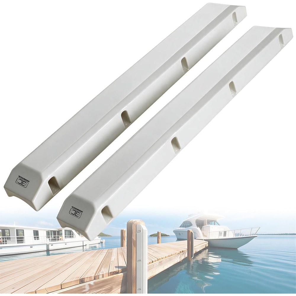 image:imageOCEANBROAD Dock Piling Bumpers 48 Inch MarineGrade Vertical Protection Dock Bumper Guards for Deck MarineGrade PVC Guards for Posts amp Pilings with Stainless Steel Hardware Easy InstallationWhite