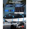 OCEANBROAD Boat Cover 1200D Waterproof Heavy-Duty Bass Boat Cover 14-22ft | 16-18.5ft Black, Waterproof 30000 pa/PU 1500 mm, Snowproof, Anti-UV UPF 50+, Windproof, Vent, Double-Layer Stitch, Boat Tarp(Black)