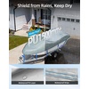 OCEANBROAD Boat Cover 1200D Waterproof Heavy-Duty Bass Boat Cover 14-22ft | 16-18.5ft Black, Waterproof 30000 pa/PU 1500 mm, Snowproof, Anti-UV UPF 50+, Windproof, Vent, Double-Layer Stitch, Boat Tarp(Gray)