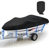OCEANBROAD Boat Cover 1200D Waterproof Heavy-Duty Bass Boat Cover 14-22ft | 16-18.5ft Black, Waterproof 30000 pa/PU 1500 mm, Snowproof, Anti-UV UPF 50+, Windproof, Vent, Double-Layer Stitch, Boat Tarp(Black)