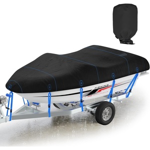 OCEANBROAD Boat Cover 1200D Waterproof Heavy-Duty Bass Boat Cover 14-22ft | 16-18.5ft Black, Waterproof 30000 pa/PU 1500 mm, Snowproof, Anti-UV UPF 50+, Windproof, Vent, Double-Layer Stitch, Boat Tarp(Black)