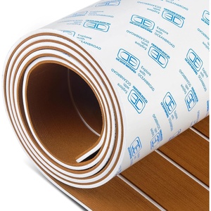 OCEANBROAD Boat Flooring Self-Adhesive 96”x24”x2Pack Brown/White Lines
