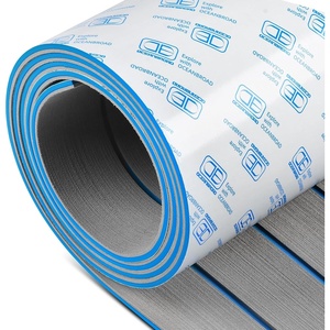 OCEANBROAD Boat Flooring Self-Adhesive 96”x24”x2Pack Gray/Blue Line