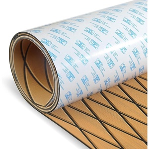 OCEANBROAD CNC Cut Boat Flooring Diamond Pattern Self-Adhesive EVA Decking(Camel Brown with Black Lines)