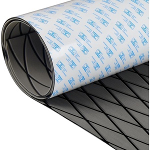 OCEANBROAD CNC Cut Boat Flooring Diamond Pattern Self-Adhesive EVA Decking(Dark Gray with Black Lines)