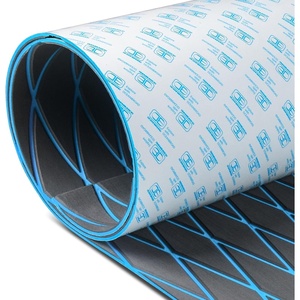 OCEANBROAD CNC Cut Boat Flooring Diamond Pattern Self-Adhesive EVA Decking(Dark Gray with Blue Lines)