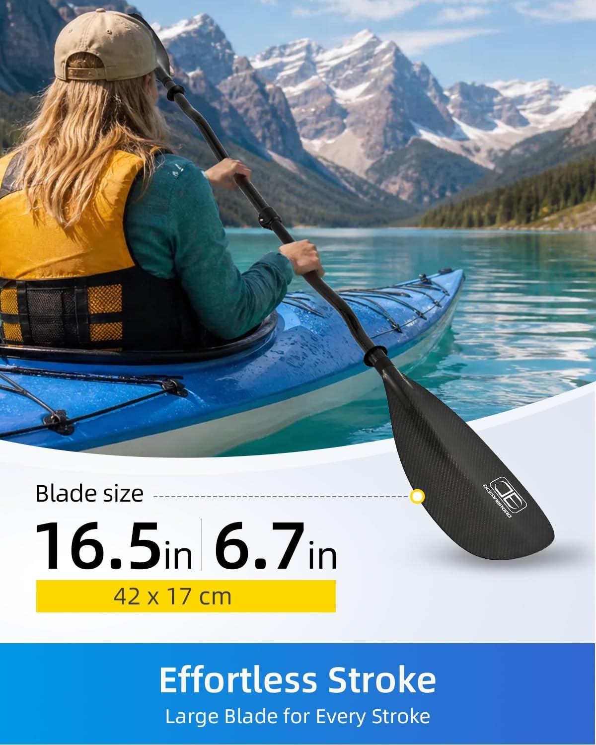 image:imageOCEANBROAD Whitewater Full Carbon Fiber Kayak Paddles 2Piece