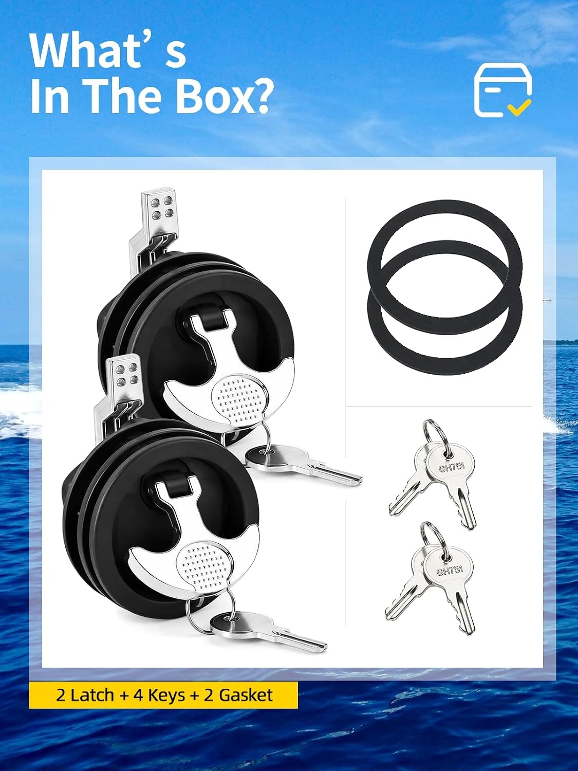 image:image25 THandle Boat Latch Keyed Alike Stainless SteelBlack