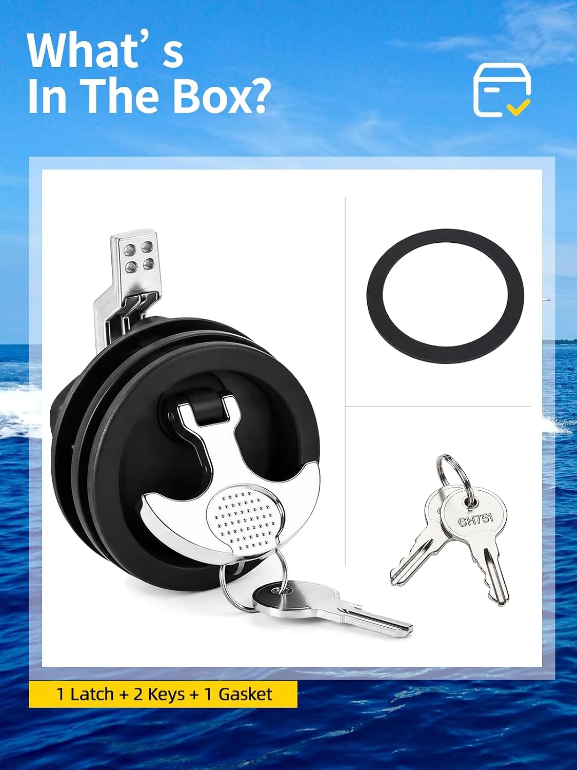 image:image25 THandle Boat Latch Keyed Alike Stainless SteelBlack